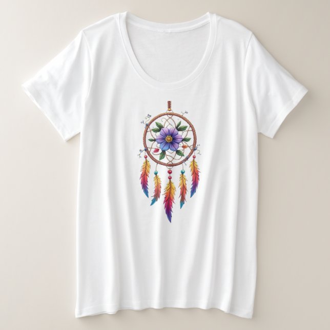 Camiseta Plus Size Boho Dreamcatcher Plus Size Tee (Frente do Design)