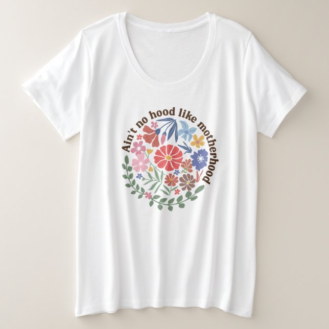 Camiseta Plus Size Boho Floral Mama Motherhood (Frente do Design)