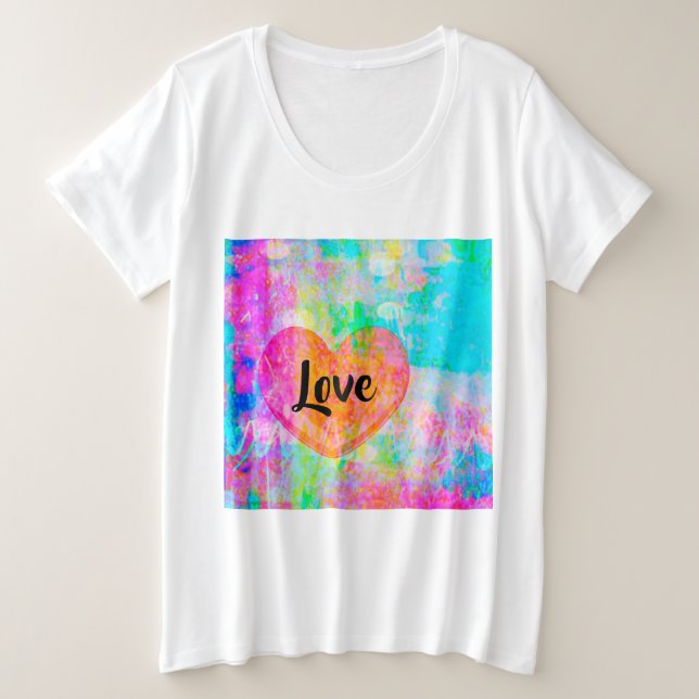 Camiseta Plus Size Boho Heart Love (Frente do Design)