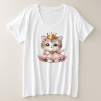 Camiseta Plus Size Bonita e pequena Princesa Kitten