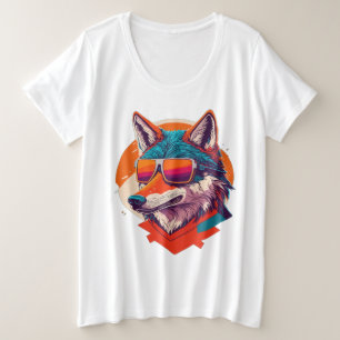 CAMISETA PLUS SIZE BONITA WOLF VESTINDO VIDRO.