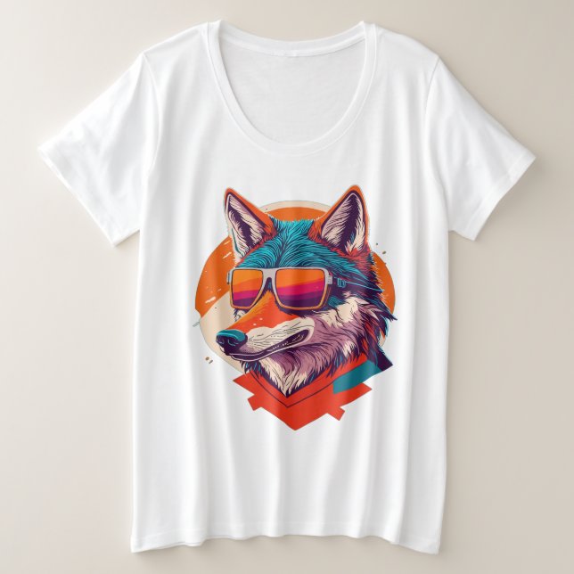 CAMISETA PLUS SIZE BONITA WOLF VESTINDO VIDRO. (Frente do Design)