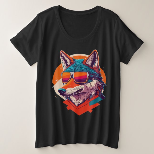 CAMISETA PLUS SIZE BONITA WOLF VESTINDO VIDRO. (Frente do Design)