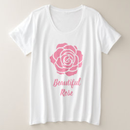 Camiseta Plus Size Bonito cor-de-rosa aumentou mais o t-shirt do