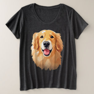Camiseta Plus Size Bonito goldenista Cachorro Feliz Expressão de Rost