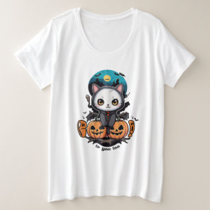Camiseta Plus Size Boo para você também Gatos de Gato Bonito e Pump