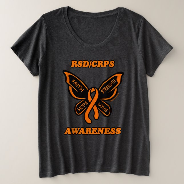Camiseta Plus Size Borboleta/Awareness...RSD/CRPS (Frente do Design)