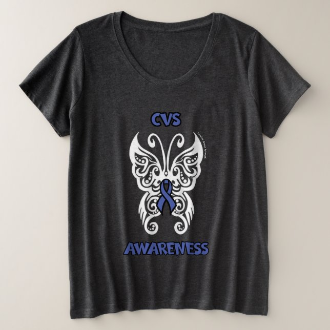 Camiseta Plus Size Borboleta/Tribal...CVS (Frente do Design)