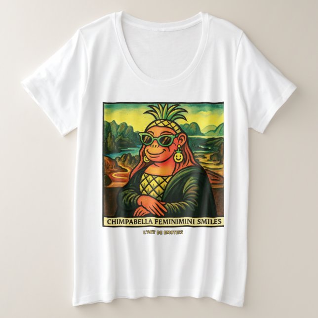 Camiseta Plus Size Brainrot POP Chimpabella Feminimini Smiles (Frente do Design)