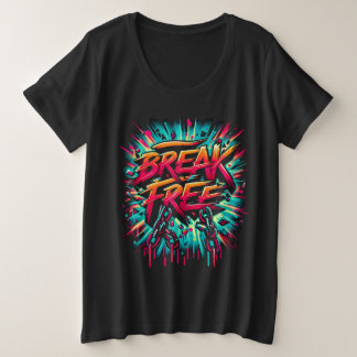Camiseta Plus Size Break Free Painted em Segundo Plano Branco
