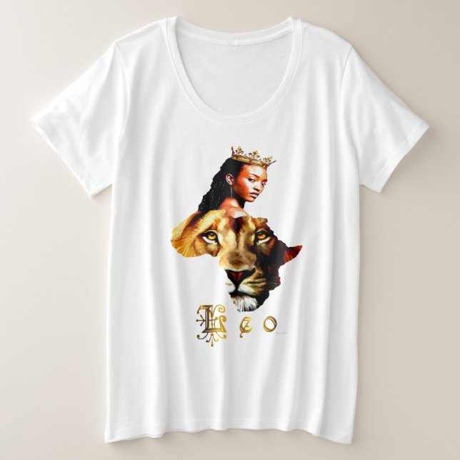 Camiseta Plus Size "Brilho Brilhante, Leo Queen" (Frente do Design)