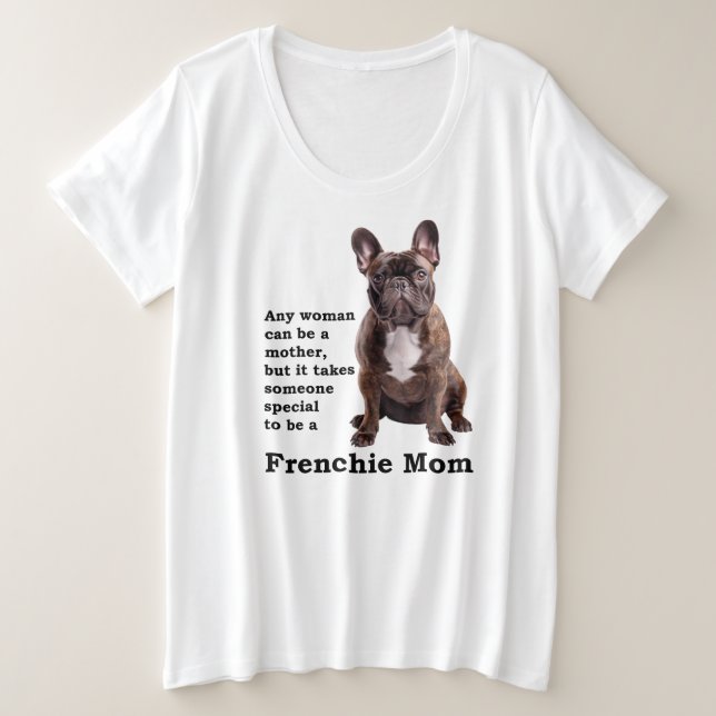 Camiseta Plus Size Brindle French Bulldog Mãe (Frente do Design)