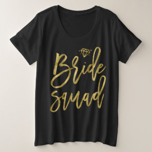 Camiseta Plus Size Brito Esquadrão Faux Dourado com Gráficos Diamond