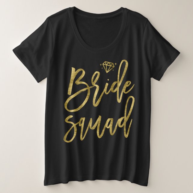Camiseta Plus Size Brito Esquadrão Faux Dourado com Gráficos Diamond (Frente do Design)