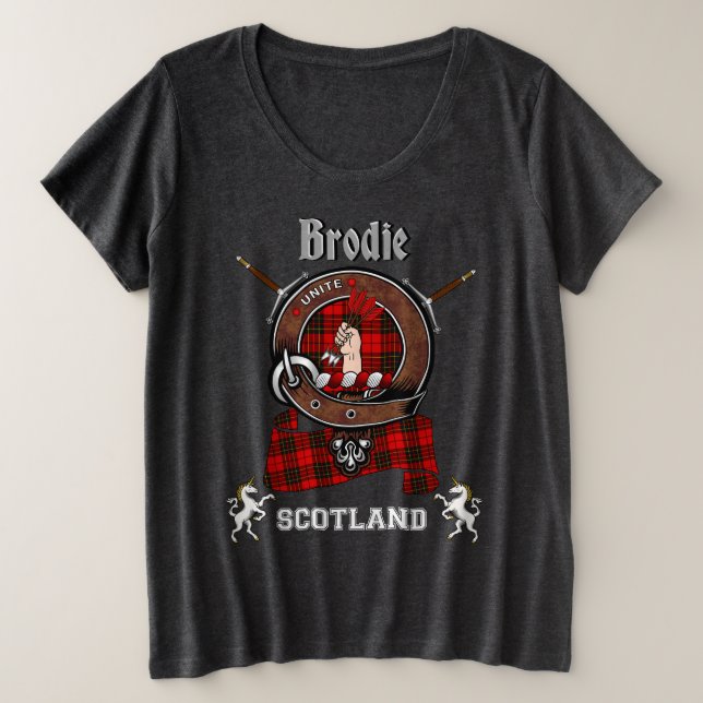 Camiseta Plus Size Brodie Clan Crachá Women's (Frente do Design)
