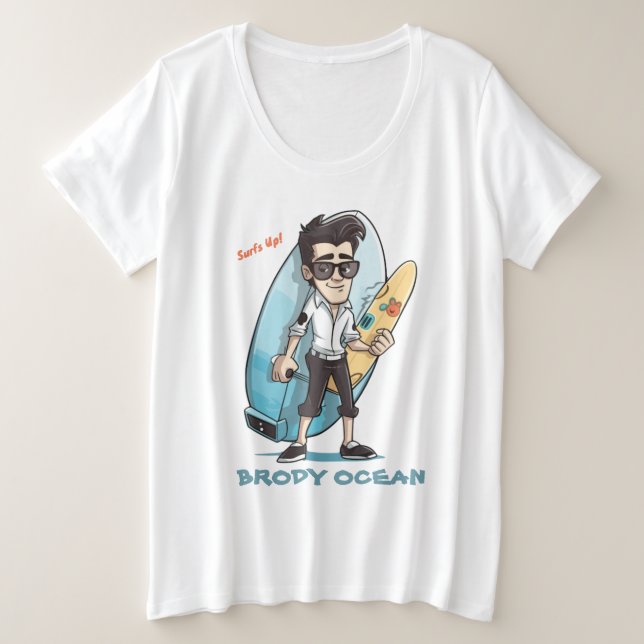 Camiseta Plus Size Brody Ocean Wavecrest (Frente do Design)