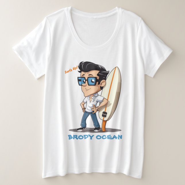 Camiseta Plus Size Brody Ocean Wavecrest (Frente do Design)
