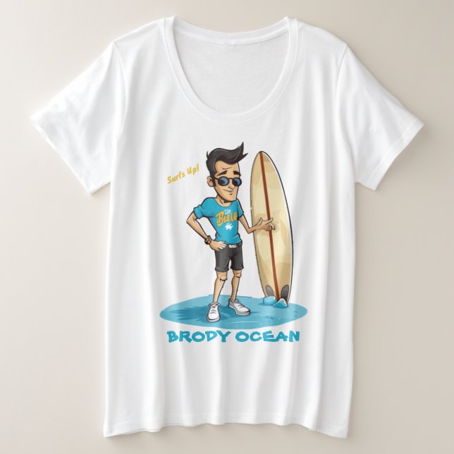 Camiseta Plus Size Brody Ocean Wavecrest (Frente do Design)