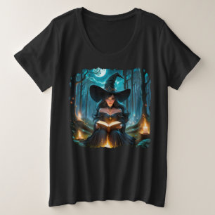 Camiseta Plus Size Bruxa lendo um Livro - Wicca Halloween 2