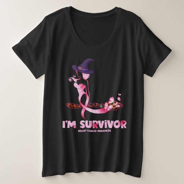Camiseta Plus Size Bruxa, sou a Consciência do Cancer de Sobrevivênci (Frente do Design)