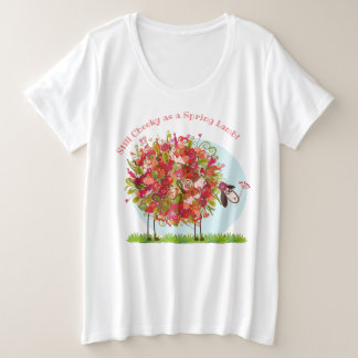 Camiseta Plus Size Buquê Floral Colorida Engraçado Lamb