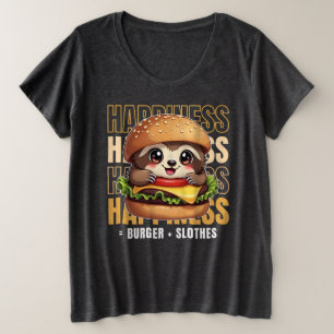Camiseta Plus Size Burger E Slothes Me Fazem Feliz