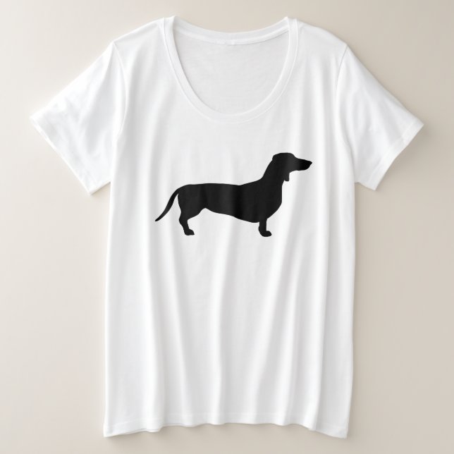 Camiseta Plus Size Cabelo Curto Dachshund - Silhouette 1 (Frente do Design)