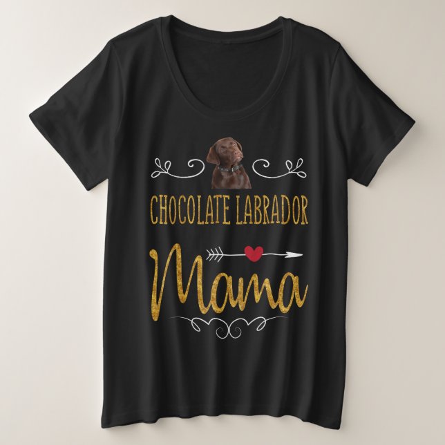 Camiseta Plus Size Cachorro | Chocolate Labrador Mama (Frente do Design)
