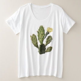 Camiseta Plus Size Cactus Flower Vintage Drawing Plus-Size T-Shirt