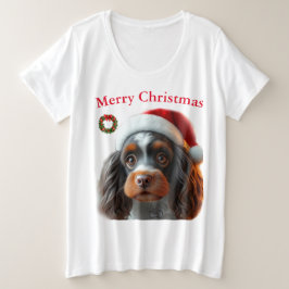 Camiseta Plus Size Cães bonitos T-shirts de Natal