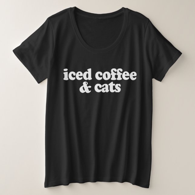 Camiseta Plus Size Café E Gatos (Frente do Design)