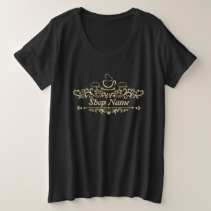 Camiseta Plus Size Café moderno Bakery Nome personalizado de boas-vin