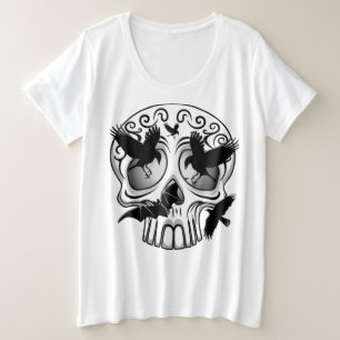 Camiseta Plus Size Calaveras Decorativas do Halloween