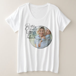 Camiseta Plus Size Caligrafia Foto Personalizada de Aniversário para