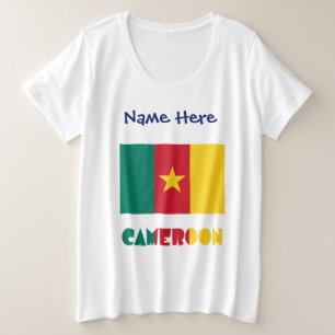 Camiseta Plus Size Camarões e Camaronesa Bandeira Personalizada