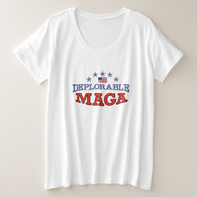Camiseta Plus Size Camisa-T de MAGA deplorável (Frente do Design)