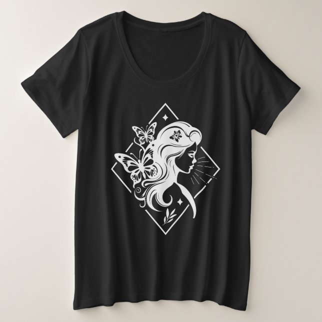 Camiseta Plus Size Camisa-T Espiritual Mágica Da Borboleta (Frente do Design)