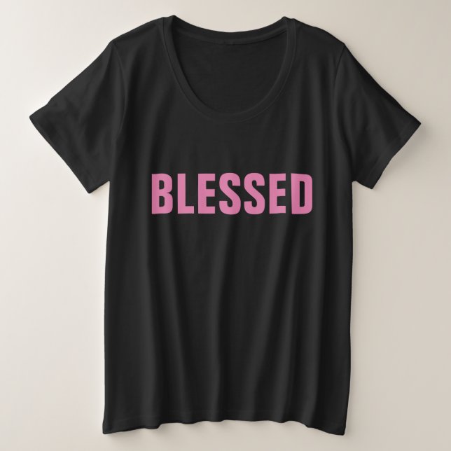 Camiseta Plus Size CAMISAS-T PRETAS E Rosa (Frente do Design)