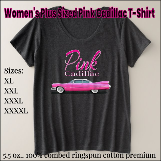 Camiseta Plus Size Camiseta-Cadillac rosa, de tamanho feminino (Criador carregado)