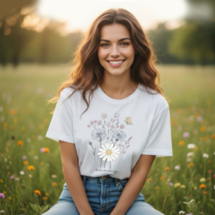 Camiseta Plus Size Campo vibrante de flores silvestres