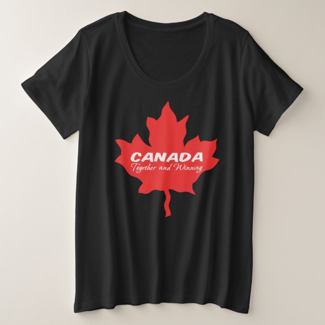 Camiseta Plus Size Canadá juntos e vencedores (Frente do Design)