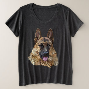 Camiseta Plus Size Cão German shepherd de Cabelo Longo