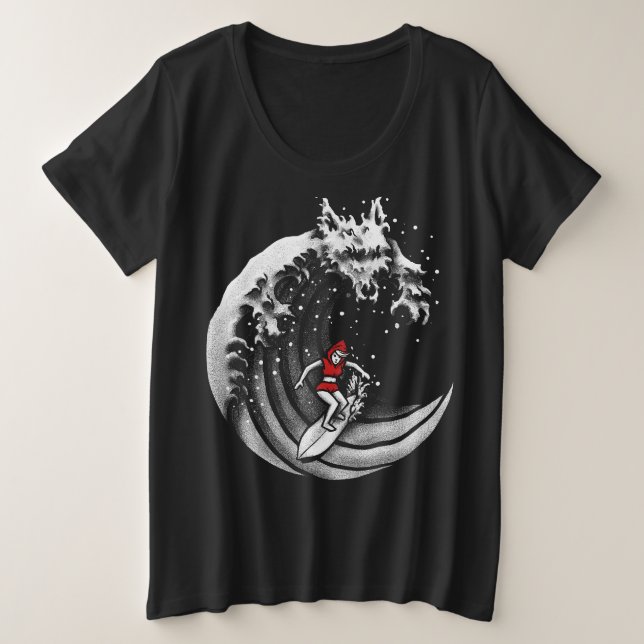 Camiseta Plus Size Capuzinho Vermelho Surfista (Frente do Design)