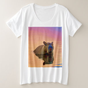 Camiseta Plus Size Capybara Nadando no lago
