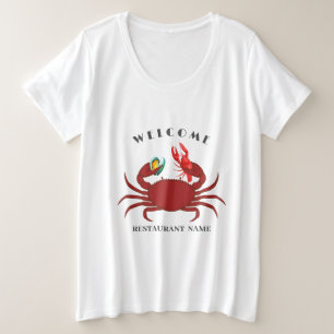 Camiseta Plus Size caranguejo lagosta marisco marisco bem vinda logo 