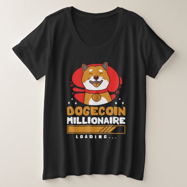Camiseta Plus Size Carregamento do Crypto DogeCoin Millionaire (Frente do Design)