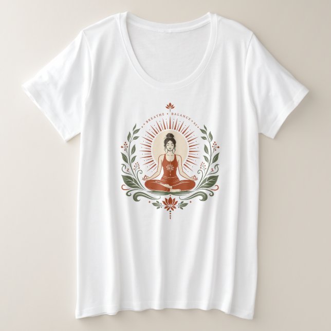 Camiseta Plus Size Cartaz Respirar Equilíbrio Ser Mindfulness (Frente do Design)