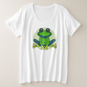 Camiseta Plus Size Cartoon de Sapo Verde