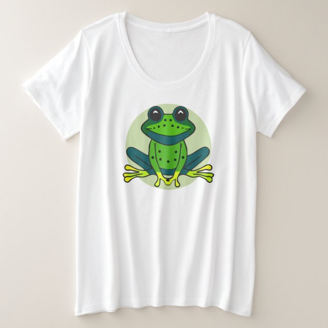 Camiseta Plus Size Cartoon de Sapo Verde (Frente do Design)