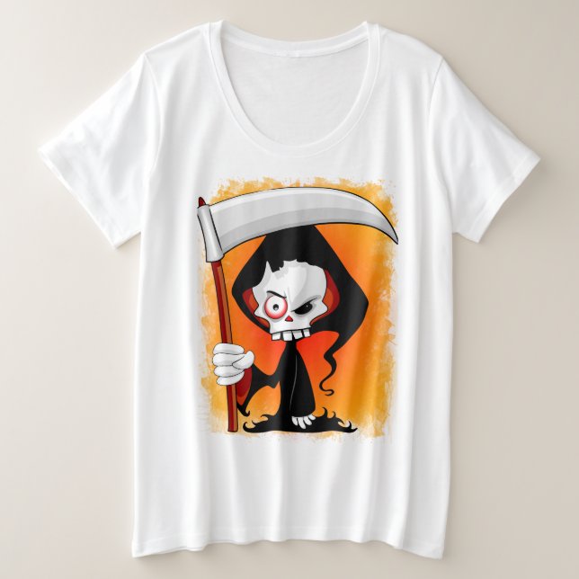 Camiseta Plus Size Cartoon Grim Reaper (Frente do Design)